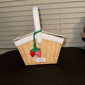 Kate Spade Straw Basket Bag with Strawberry Charm